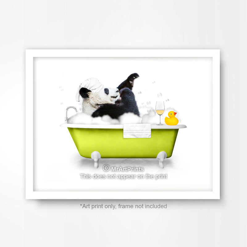 Panda in the Bath Bathroom Animal Art Print Poster