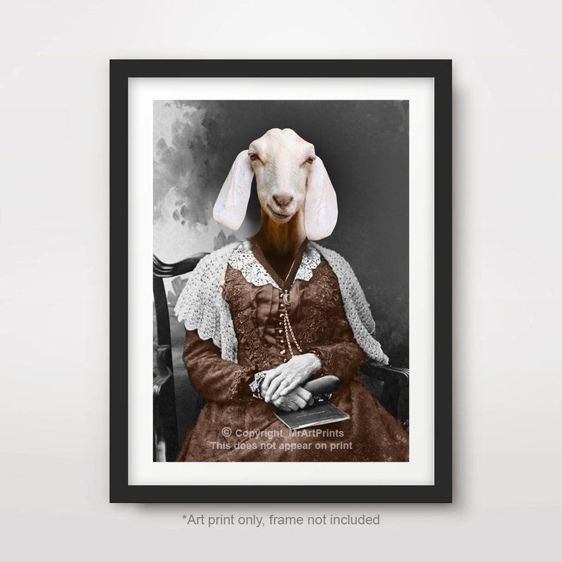 Goat as a Person Quirky Animal Head Human Body People Portrait Art Print Poster