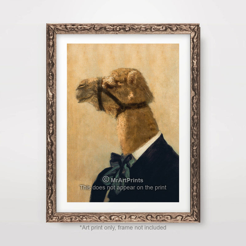 Camel Painting as a Person Quirky Animal Head Human Body People Portrait Art Print Poster