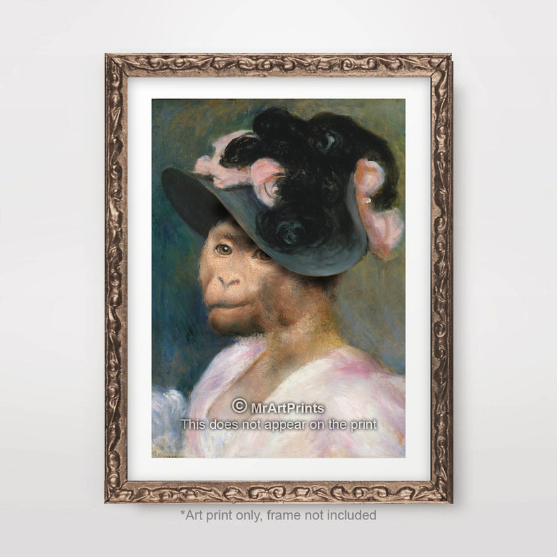 Miss Monkey Painting as a Person Quirky Animal Head Human Body People Portrait Art Print Poster