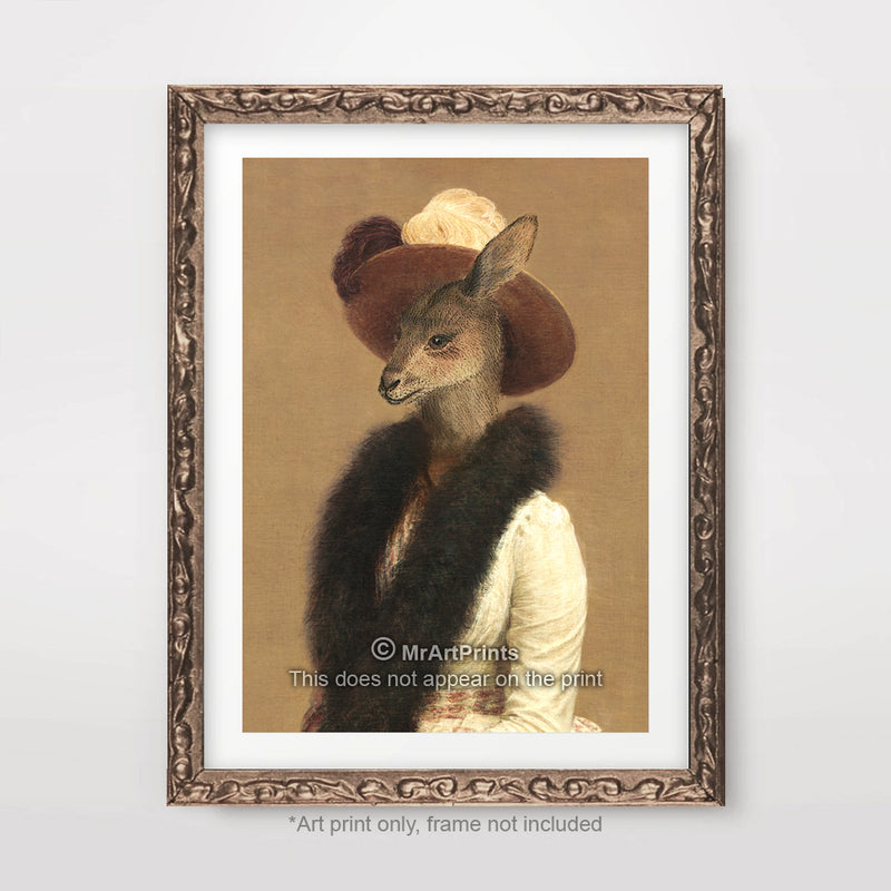 Kangaroo Painting as a Person Quirky Animal Head Human Body People Portrait Art Print Poster