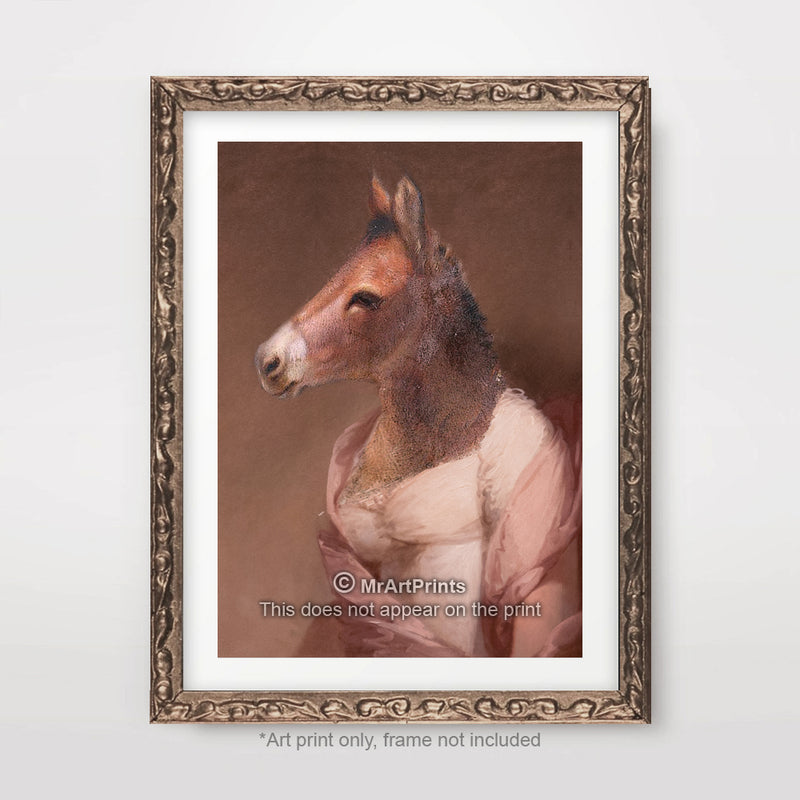 Donkey Painting as a Person Quirky Animal Head Human Body People Portrait Art Print Poster