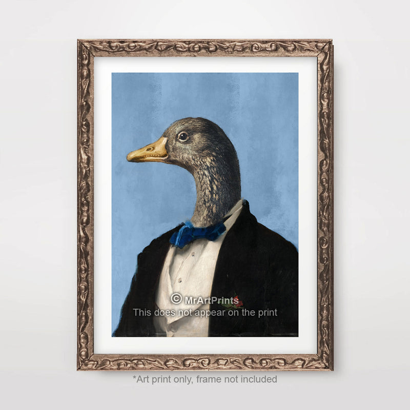 Duck Painting as a Person Quirky Animal Head Human Body People Portrait Art Print Poster