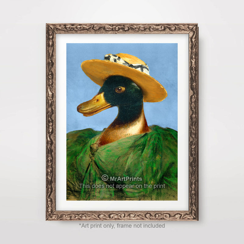 Mrs Duck Painting as a Person Quirky Animal Head Human Body People Portrait Art Print Poster