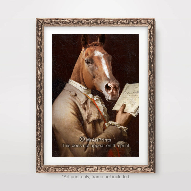 Horse Painting as a Person Quirky Animal Head Human Body People Portrait Art Print Poster