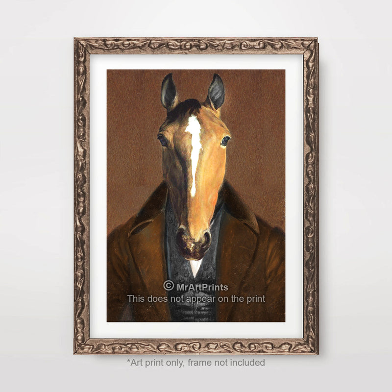 Horse Painting as a Person Quirky Animal Head Human Body People Portrait Art Print Poster