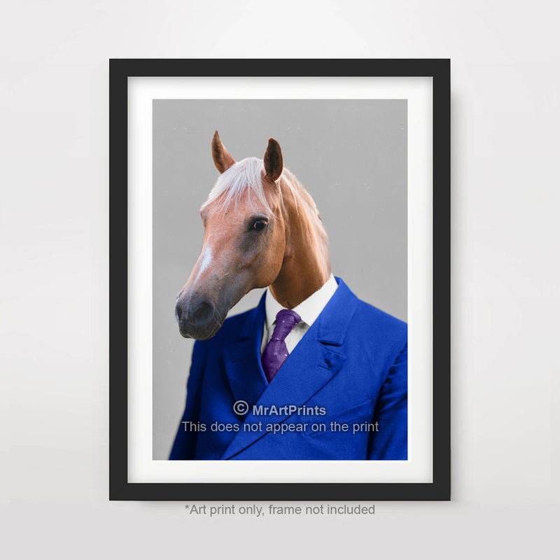 Horse as a Person Quirky Animal Head Human Body People Portrait Art Print Poster