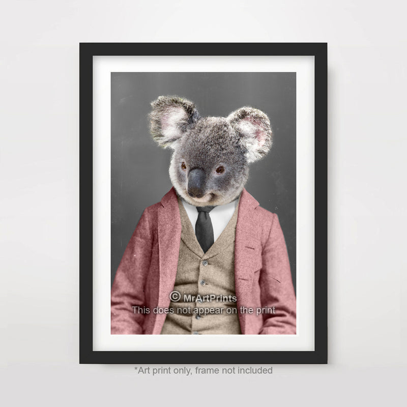 Koala as a Person Quirky Animal Head Human Body People Portrait Art Print Poster