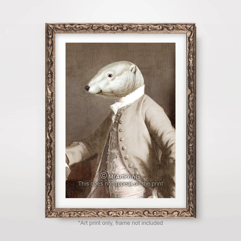 Polar Bear Painting as a Person Quirky Animal Head Human Body People Portrait Art Print Poster