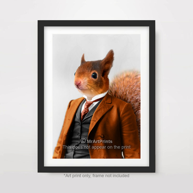 Red Squirrel as a Person Quirky Animal Head Human Body People Portrait Art Print Poster