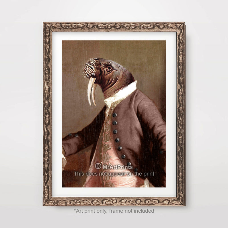 Walrus Painting as a Person Quirky Animal Head Human Body People Portrait Art Print Poster
