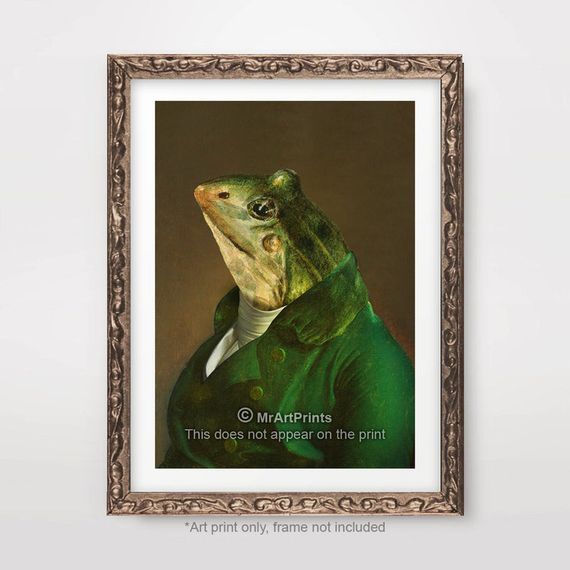 Frog Painting as a Person Quirky Animal Head Human Body People Portrait Art Print Poster