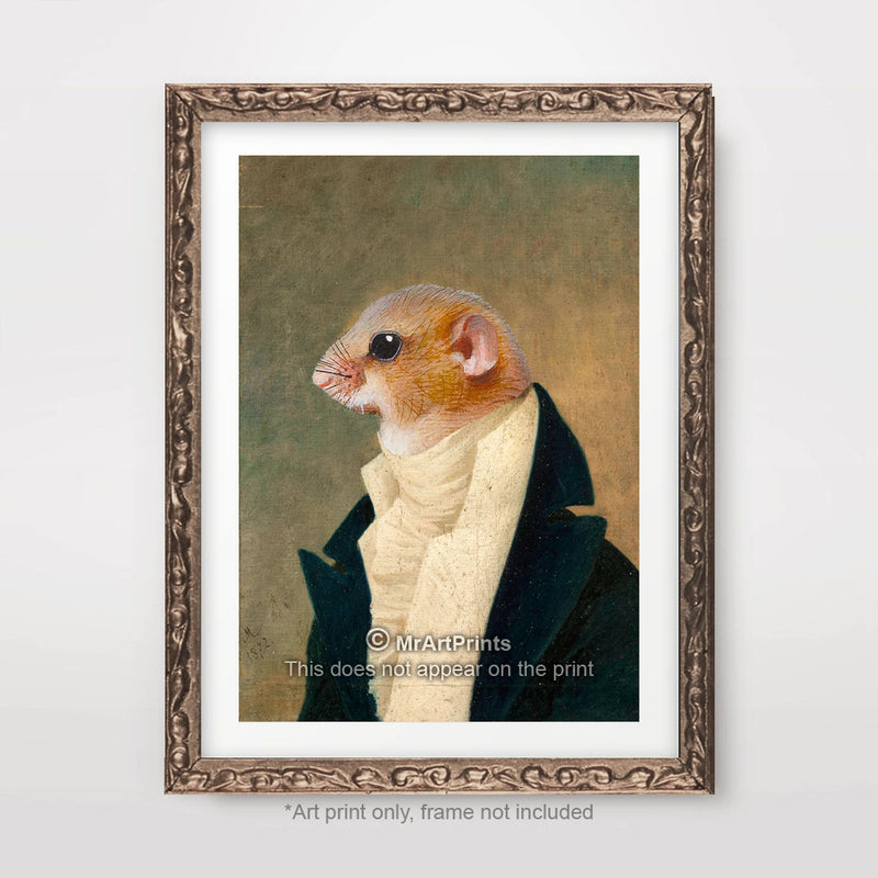 Mouse Painting as a Person Quirky Animal Head Human Body People Portrait Art Print Poster