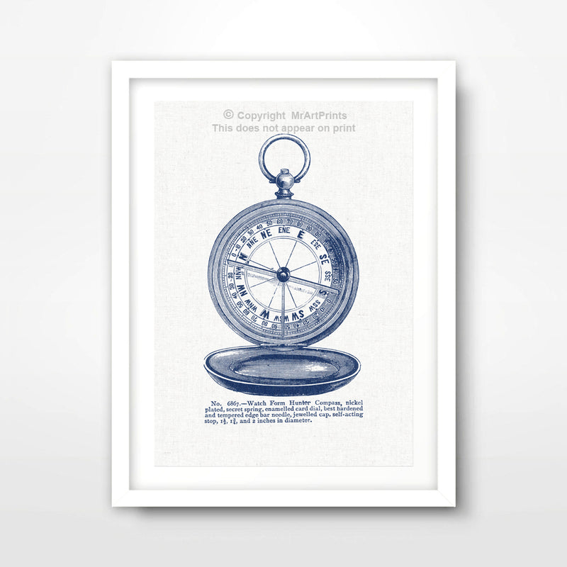 Compass Nautical Seaside Art Print Poster