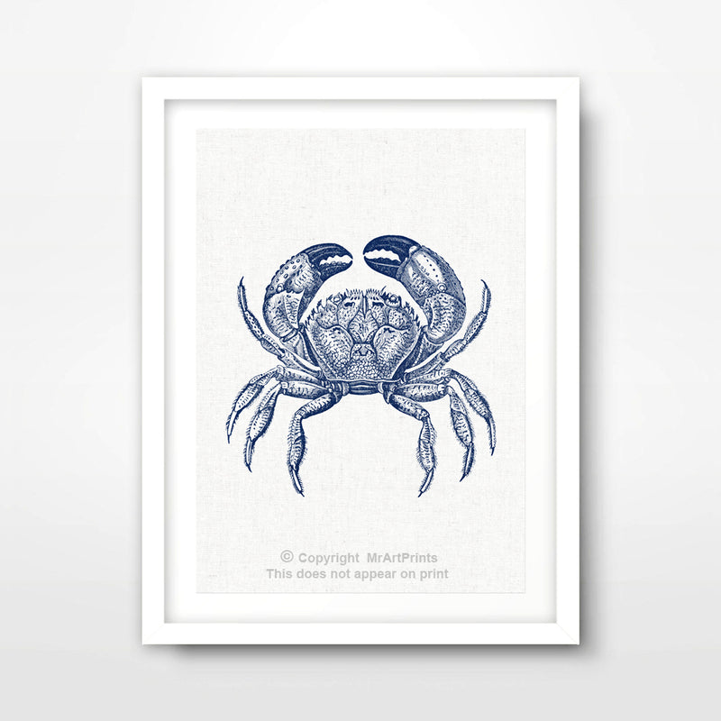 Crab Nautical Seaside Art Print Poster